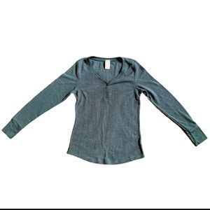 WOMENS MEDIUM FADED GLORY GREEN LONG SLEEVE WITH BUTTONS